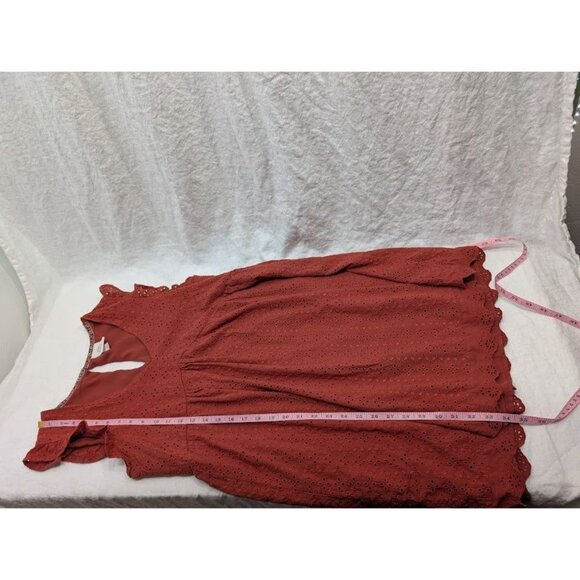 knox Rose women's size Medium short dark orange dress v neck ruffle summer D14 - Picture 8 of 8